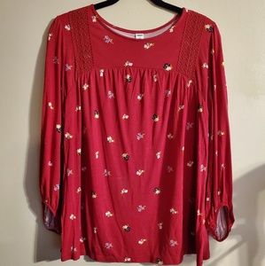 Old Navy Red Floral Blouse (M)